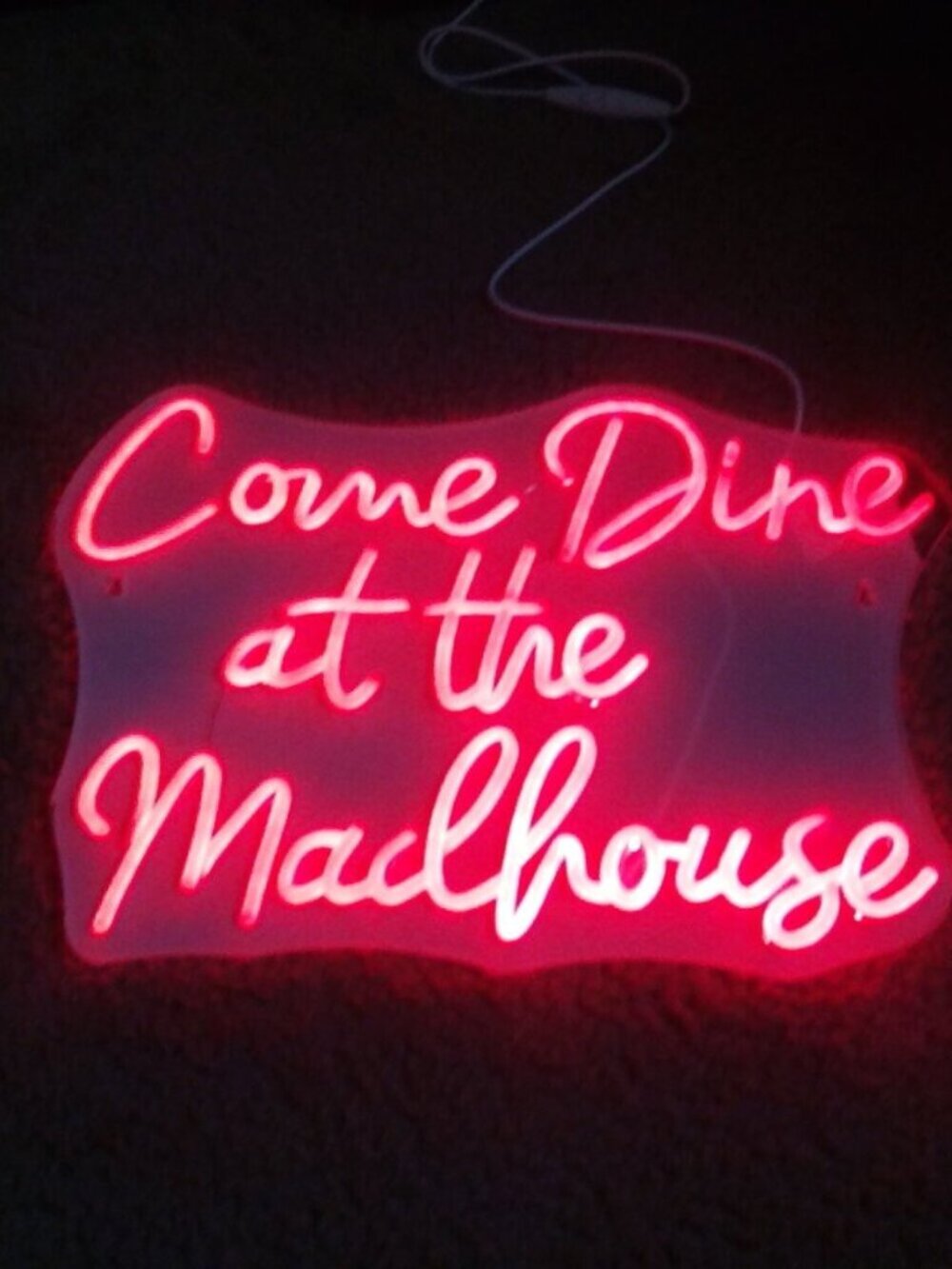 Come Dine at The Madhouse Neon Sign Restaurant Neon Signs for Wall Decor Red LED